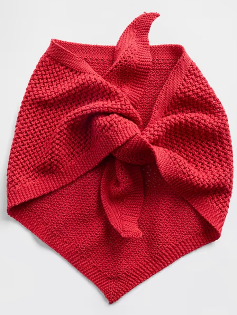 Red Knit Triangle Scarf